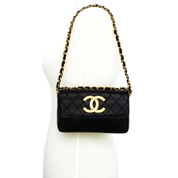 Authentic CHANEL CC Vintage Single Flap Bag Large Coco Quilted Chain Shoulder - Picture 7 of 16